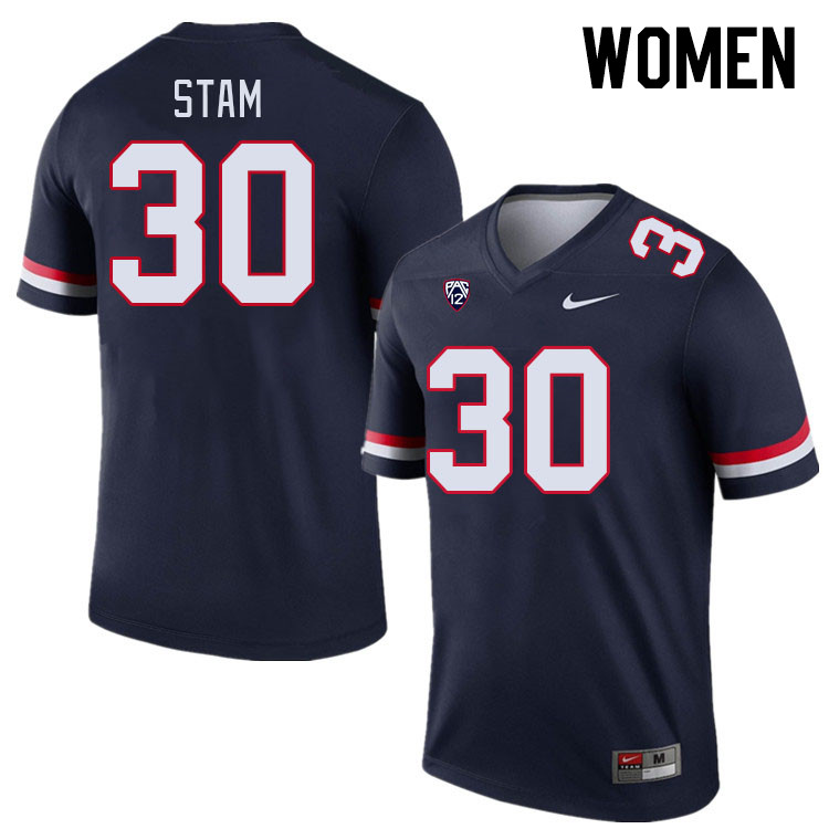 Women #30 Jax Stam Arizona Wildcats College Football Jerseys Stitched-Navy